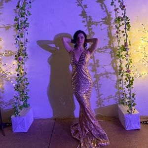 rose gold prom dress